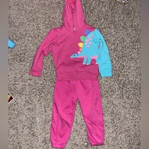 Gymboree Pink Hoodie and Joggers with Blue Dinosaur Detail🦕